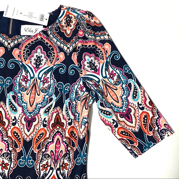 NEW Eliza J Medallion Paisley Print Shift Dress - Picture 8 of 12
